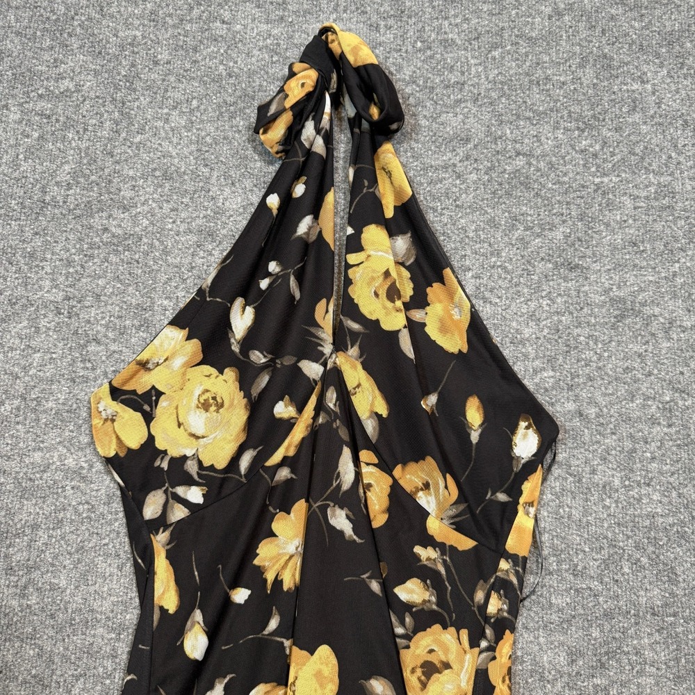 Anthropologie Shirt Womens Large Black Floral Tieneck Shirred Halter Top Y2K NEW - Picture 4 of 11